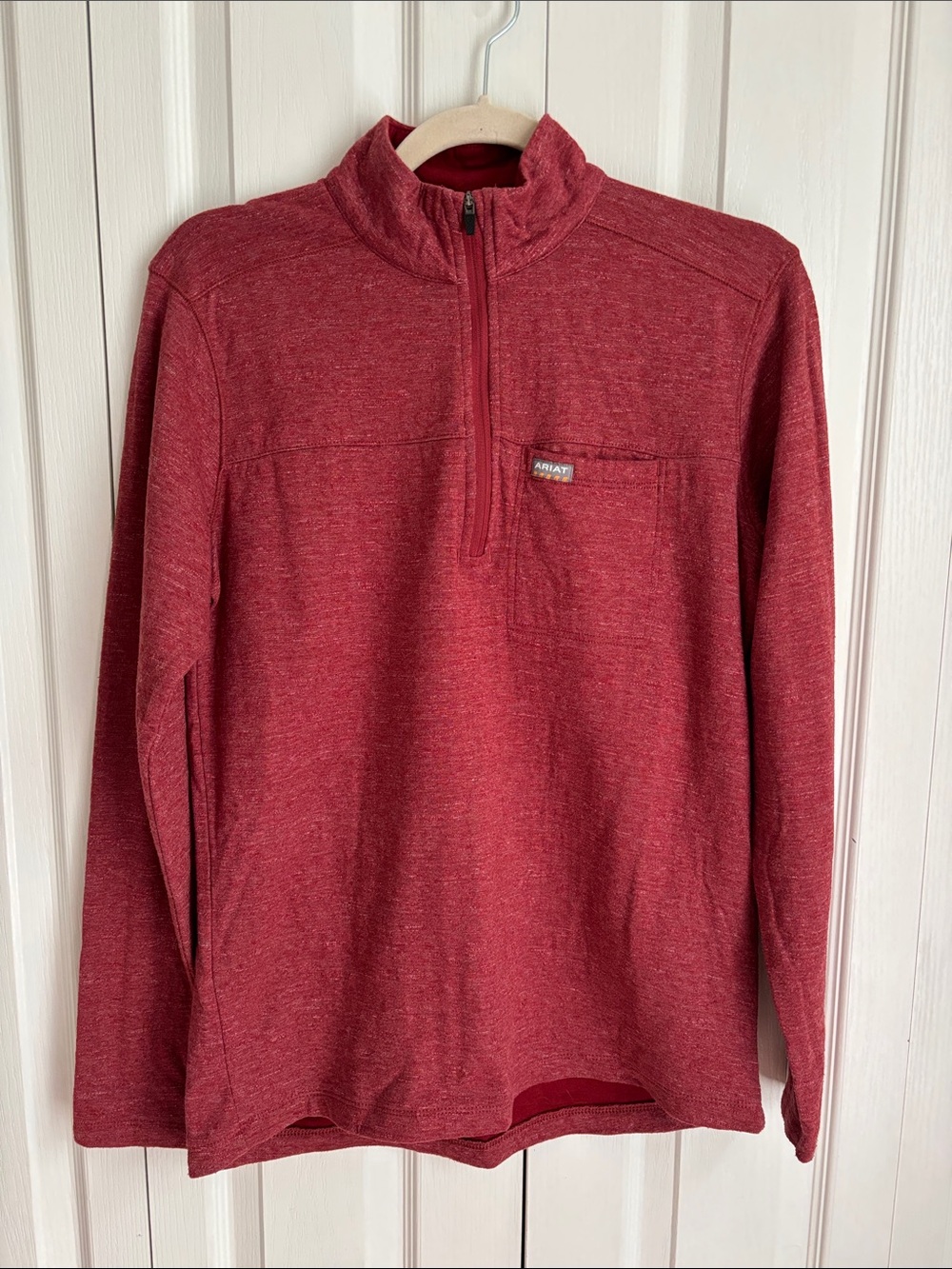Ariat Quarter Zip Long Sleeve. Red. Size Small